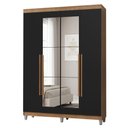Ver imagem 2 de Guarda-Roupa Solteiro com Pés 4 Portas Batentes com Espelho Rustic/Preto/Rustic Netuno Madesa