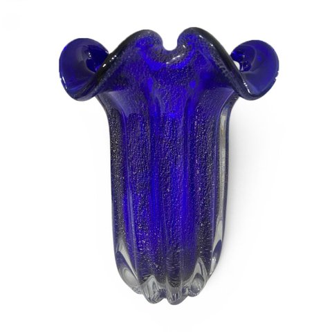 Vaso em Murano na Cor Azul Galáxia - 26x23x23cm