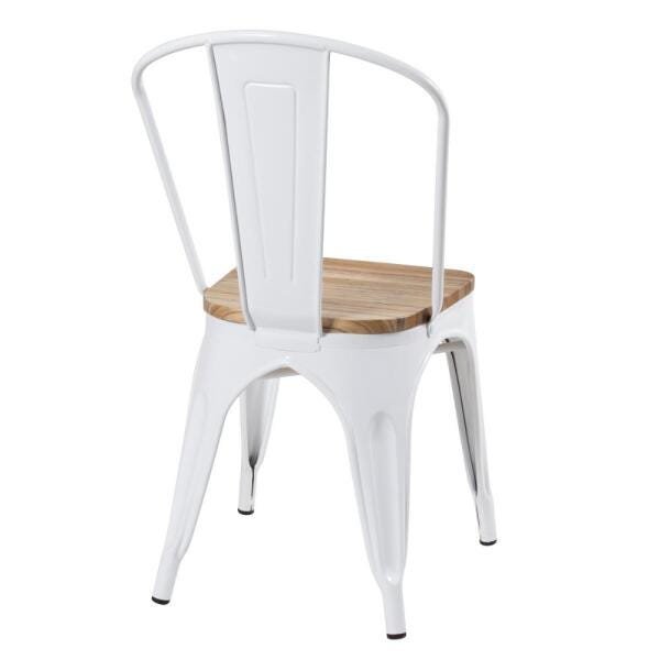Kit 4 Cadeiras + 2 Banquetas Altas Tolix com Encosto - Branco com Assento de Madeira Rústica - 6