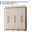 Ver imagem 3 de Guarda Roupa Casal 6 Portas 4 Gavetas 201 cm Porto Bello Cedro Areia Rudk