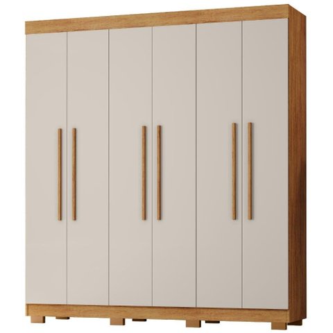 Guarda Roupa Casal 6 Portas 4 Gavetas 201 cm Porto Bello Cedro Areia Rudk