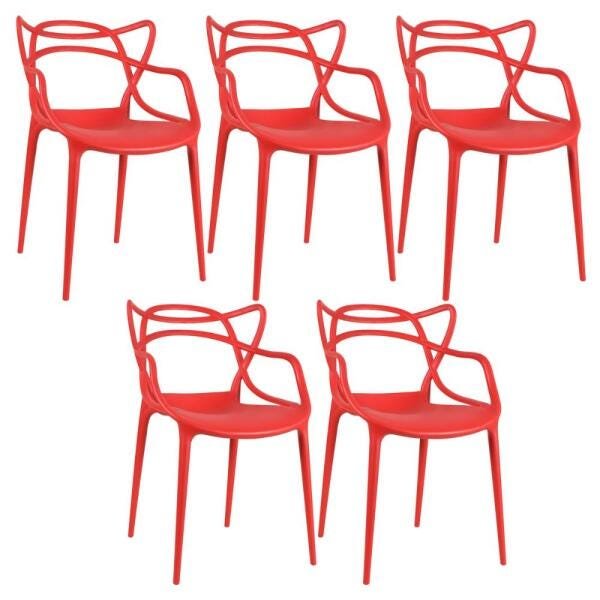 Kit 5 Cadeiras Masters Allegra - Vermelho - 1