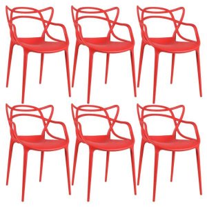 Kit 6 Cadeiras Masters Allegra - Vermelho