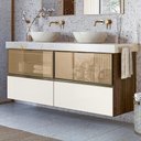 Ver imagem 1 de Conjunto 02 Balcoes Para Banheiro Cj14 Amendoa Off White