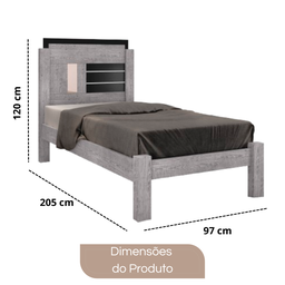 Cama Solteiro Quarto Madeira Mdf com Pés Resistente Amanda:cinza - 5