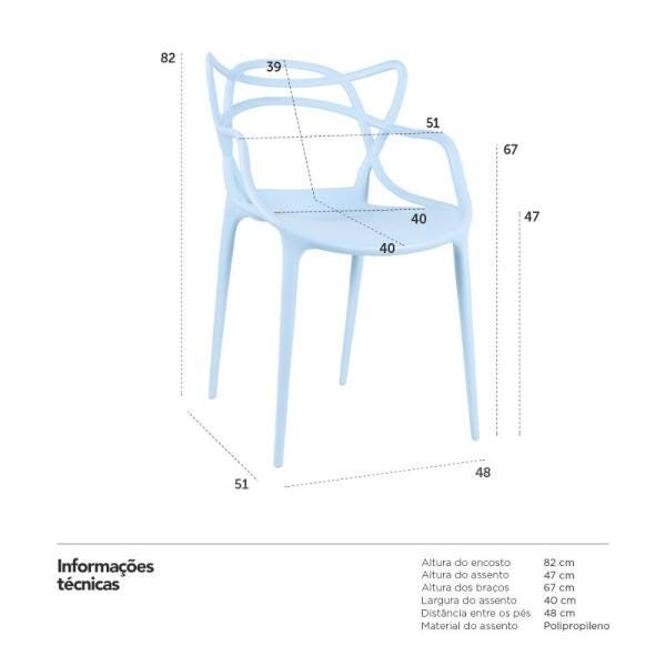 Kit 16 Cadeiras Masters Allegra - Azul Claro - 6