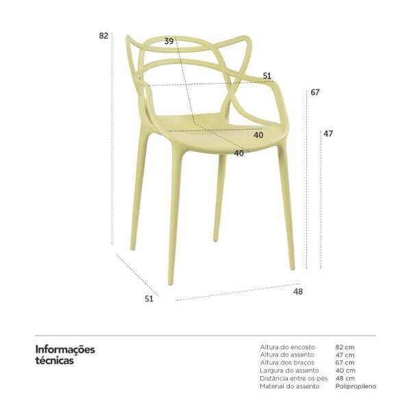 Kit 4 Cadeiras Masters Allegra - Verde Oliva - 7