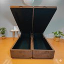 Ver imagem 2 de Cama Box Baú Casal Bipartido 69 Diversas Cores (138x188x42):suede Marrom/casal