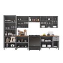 Ver imagem 4 de Cozinha Modulada 6 Peças 1 Cristaleira 2 Balcão com Tampo 3 Aéreos 100% MDF com Vidro Bari Cinza/Titânio Fosco