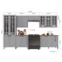 Ver imagem 3 de Cozinha Modulada 6 Peças 1 Cristaleira 2 Balcão com Tampo 3 Aéreos 100% MDF com Vidro Bari Cinza/Titânio Fosco