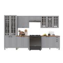 Ver imagem 2 de Cozinha Modulada 6 Peças 1 Cristaleira 2 Balcão com Tampo 3 Aéreos 100% MDF com Vidro Bari Cinza/Titânio Fosco