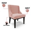 Ver imagem 3 de Kit 8 Cadeiras Estofadas para Sala de Jantar Base Fixa de Madeira Preto Lia Veludo Rosê - Ibiza