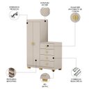 Ver imagem 3 de Guarda Roupa Cômoda 4 Gavetas 120cm Cristal Fendi - Vila Rica