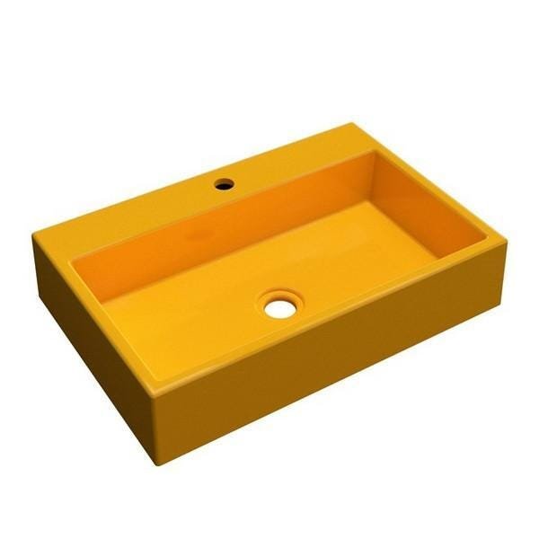Cuba Retangular De Apoio Banheiro 36,5cm Amarelo RT55W - 1