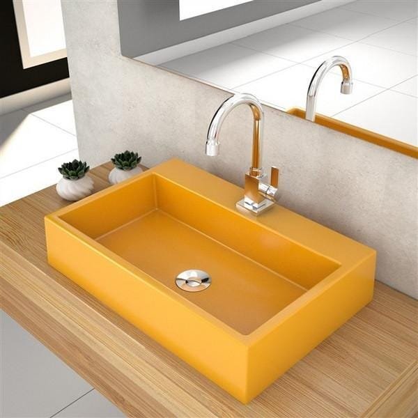 Cuba Retangular De Apoio Banheiro 36,5cm Amarelo RT55W - 5