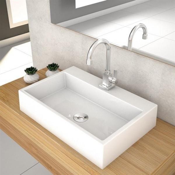 Cuba Retangular De Apoio Banheiro 36,5cm Branco RT55W - 5