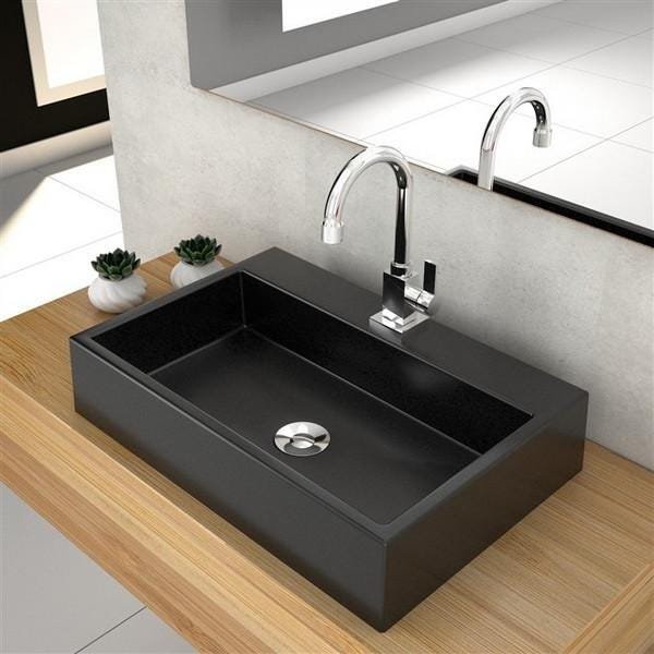 Cuba Retangular De Apoio Banheiro 36,5cm Preto Fosco RT55W - 3