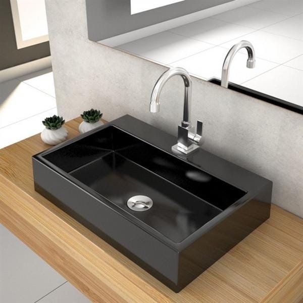 Cuba Retangular De Apoio Banheiro 36,5cm Preto RT55W - 5