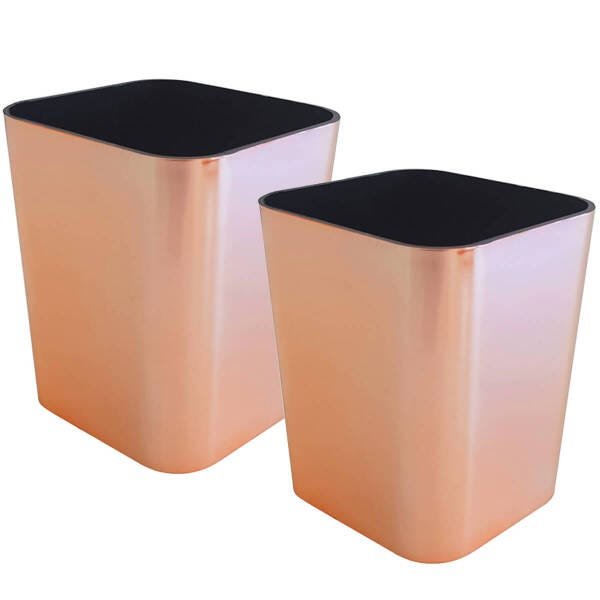 Kit 2 Porta Objetos Organizadores De Escritório Porta Lápis Rose Gold Metalizado Dello - 1