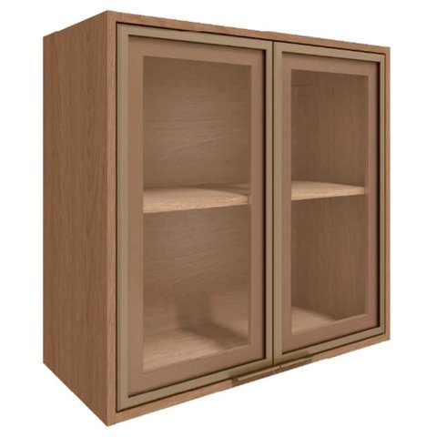 Armario Aereo Cozinha 2 Portas de Abrir 1 Prateleira 60cm Vitória Carvalho/vidro Reflecta - Móveis
