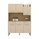 Ver imagem 1 de Armário de Cozinha Compacta 6 Portas e 2 Gavetas 132cm Silver Freijó/vanilla - Pallazio