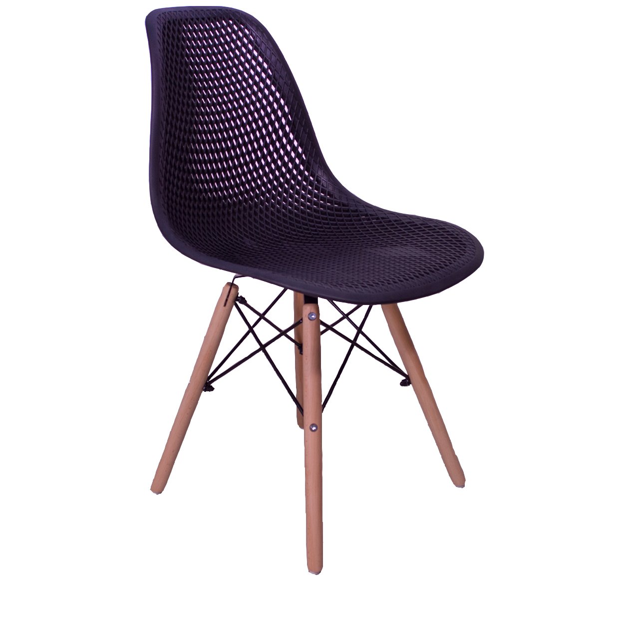 Kit 4 Cadeiras Design Charles Eames Eiffel Furadinha Cor:Preta - 4