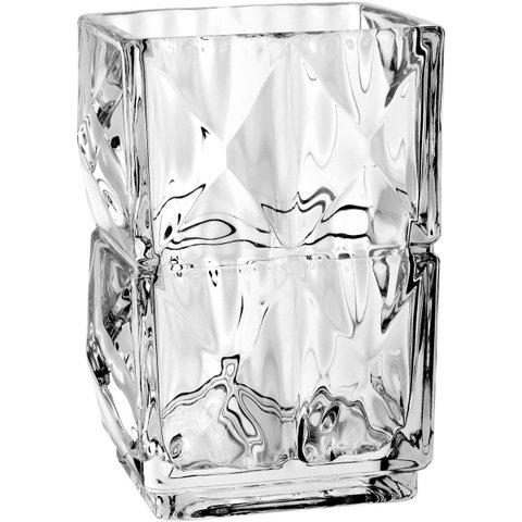 Vaso Decorativo de Cristal Transparente 13x9x9cm Enfeite Sala Mesa Estante