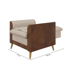Poltrona York C/ Puff em Linho com Detalhes Courino e Fibras de Silicone Just Time - 6