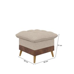 Poltrona York C/ Puff em Linho com Detalhes Courino Just Time - 7