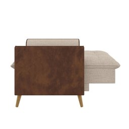 Poltrona York C/ Puff em Linho com Detalhes Courino Just Time - 10