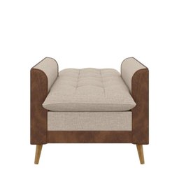 Poltrona York C/ Puff em Linho com Detalhes Courino Just Time - 9