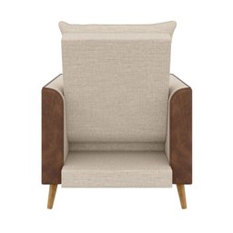 Poltrona York C/ Puff em Linho com Detalhes Courino e Fibras de Silicone Just Time - 8