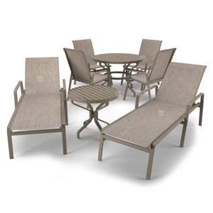 Kit Espreguiçadeira Cadeira Mesa Alumínio Fendi Tela Mocca