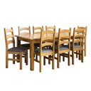 Ver imagem 2 de Conjunto com Mesa de Jantar 180cm e 8 Cadeiras Estofadas 100% Madeira Maciça Napoli Espresso Móveis Marrom/Nogueira/Cinza
