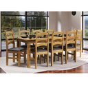Ver imagem 1 de Conjunto com Mesa de Jantar 180cm e 8 Cadeiras Estofadas 100% Madeira Maciça Napoli Espresso Móveis Marrom/Nogueira/Cinza