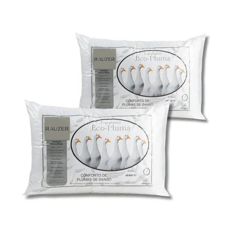 Kit 2 Travesseiro Pluma Ganso Confortável Antiacaro 70x50cm