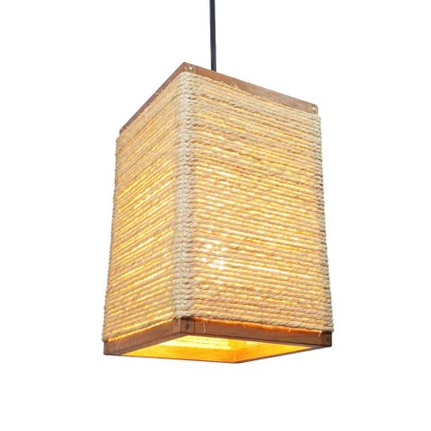 Luminária Teto Pendente Lustre Madeira Rústica Sisal Palha