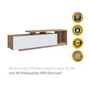 Ver imagem 2 de Rack Linea 2 Portas e Nicho para Tv de até 50 Polegadas B91 Emovell: Montana/branco