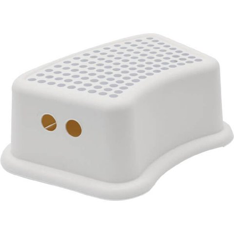 Banquinho 1 Degrau Step Banheiro Buba Infantil Anti Derrapante Branco e Cinza