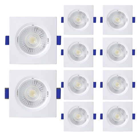 Kit 10 Spot de Led Embutir Slim Mr11 Quadrado 3w Bivolt 3000k Quente