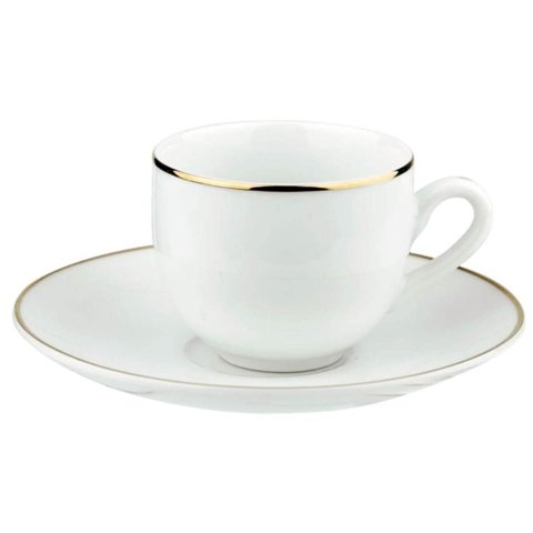 Jogo 12 Xícaras Chá Café 220ml com Pires Porcelana Legacy Go