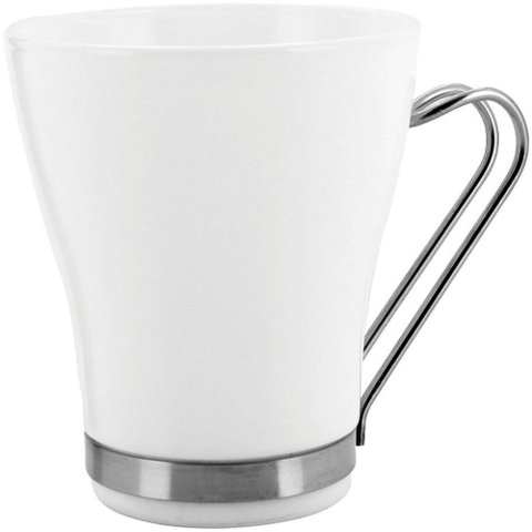 Bormioli Rocco Aromateca Xícara Cappuccino 10x8x8cm 230ml Vidro Temperado Branco Alça Inox