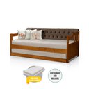 Ver imagem 3 de Bicama Dublin Estofado Capitonê Veludo Marrom Madeira Maciça com Cama Auxiliar 2 Colchões Castanho