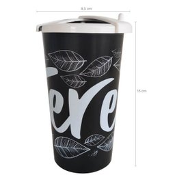 Copo Para Tomar Terere Chimarrão Gelado 450ml Com Tampa Preto - 2