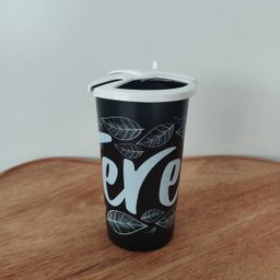 Copo Para Tomar Terere Chimarrão Gelado 450ml Com Tampa Preto - 3