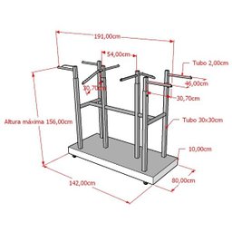 Expositor Arara De Centro Modelo Robust 8 Braços Base Em MDF Comac Branco - 3