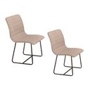 Ver imagem 1 de Conjunto 2 cadeiras Cristal Base Preto Linho:Tramado Bege