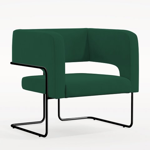 Poltrona Decorativa Scarlett D02 Base de Aço Preto Veludo Verde B-303 - Lyam Decor