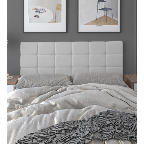 Cabeceira Suspensa Almofada Cama Casal Box Queen King 160x55 Modelo Calipha Branco Courino