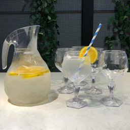 Kit Jarra 2,3L E 6 Taças 350ml Jogo De Refresco Tango Servir Água Suco Transparente UZ - 2